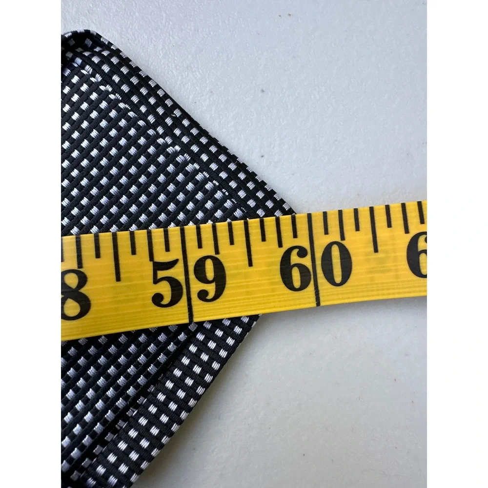 Lanvin Paris Mens Silk Tie Black White Micro Check Italy Design Geometric 59